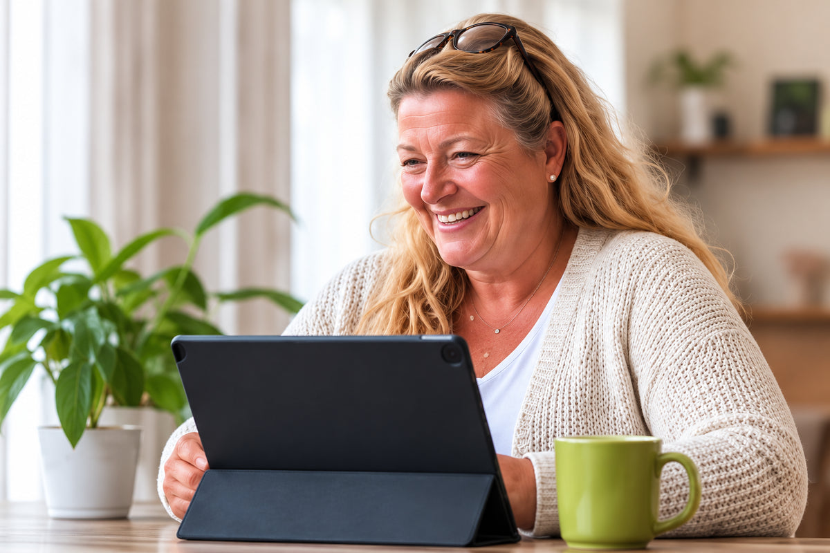 Petra achter haar laptop tijdens haar traject