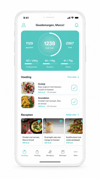 Maaltijden in de Kearty voedingsapp