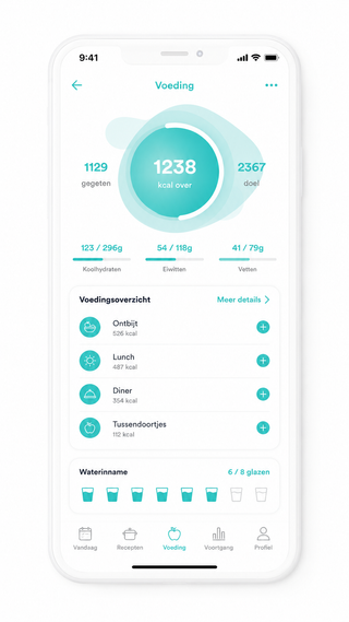 Overzicht van de Kearty voedingsapp