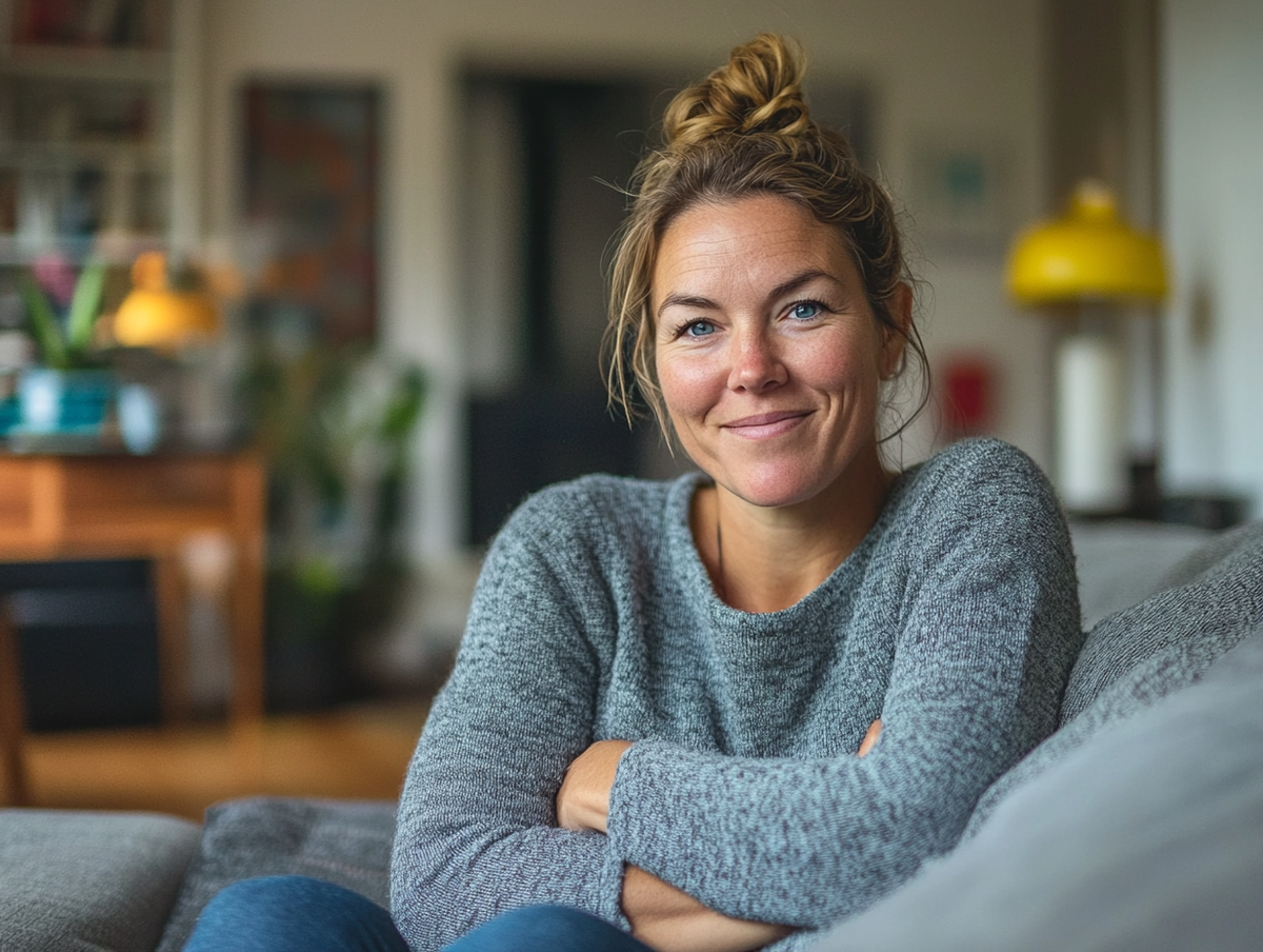 Vrouw thuis op de bank
